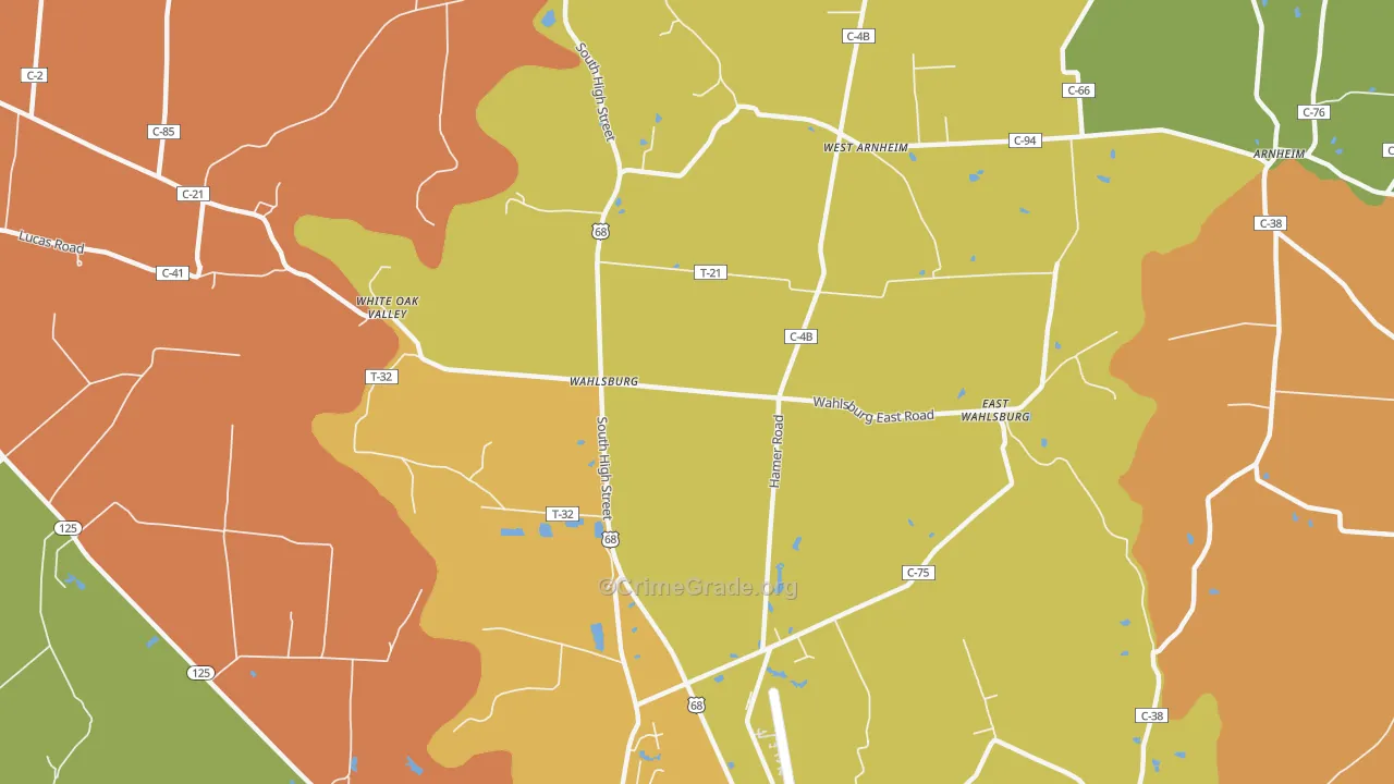 Wahlsburg, OH Map of Arson Rates