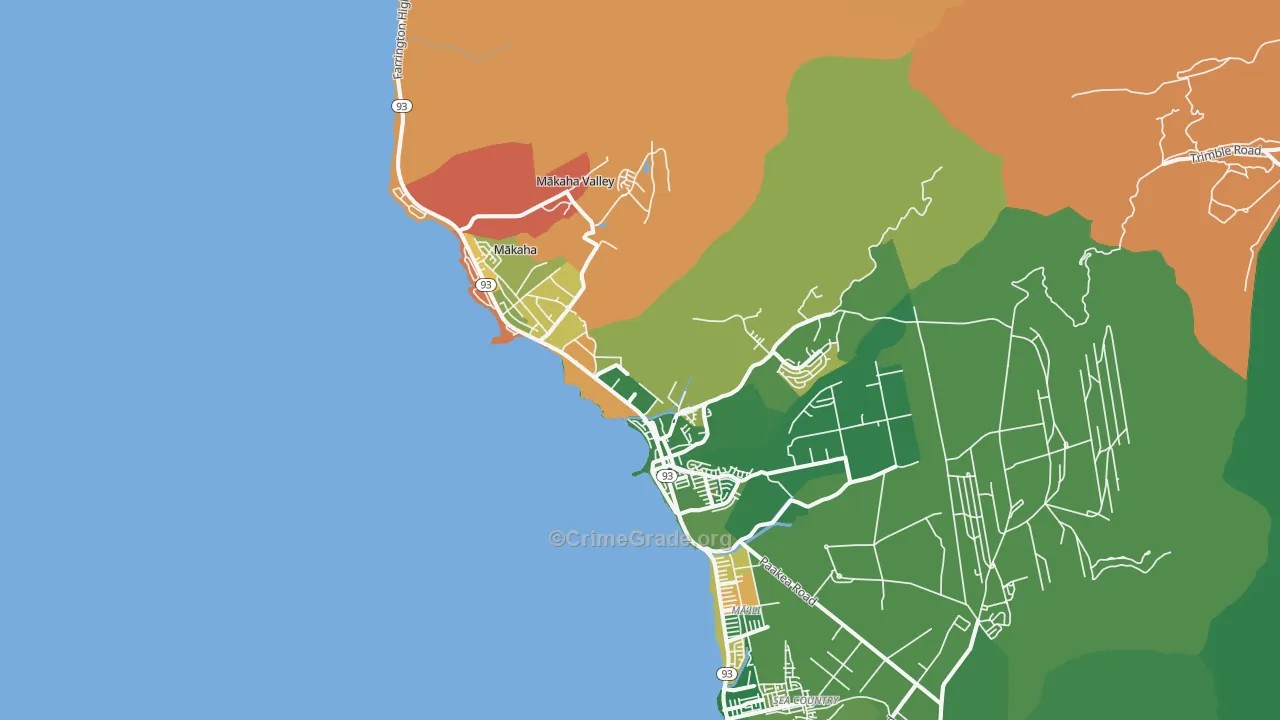 Waianae, HI Map of Arson Rates