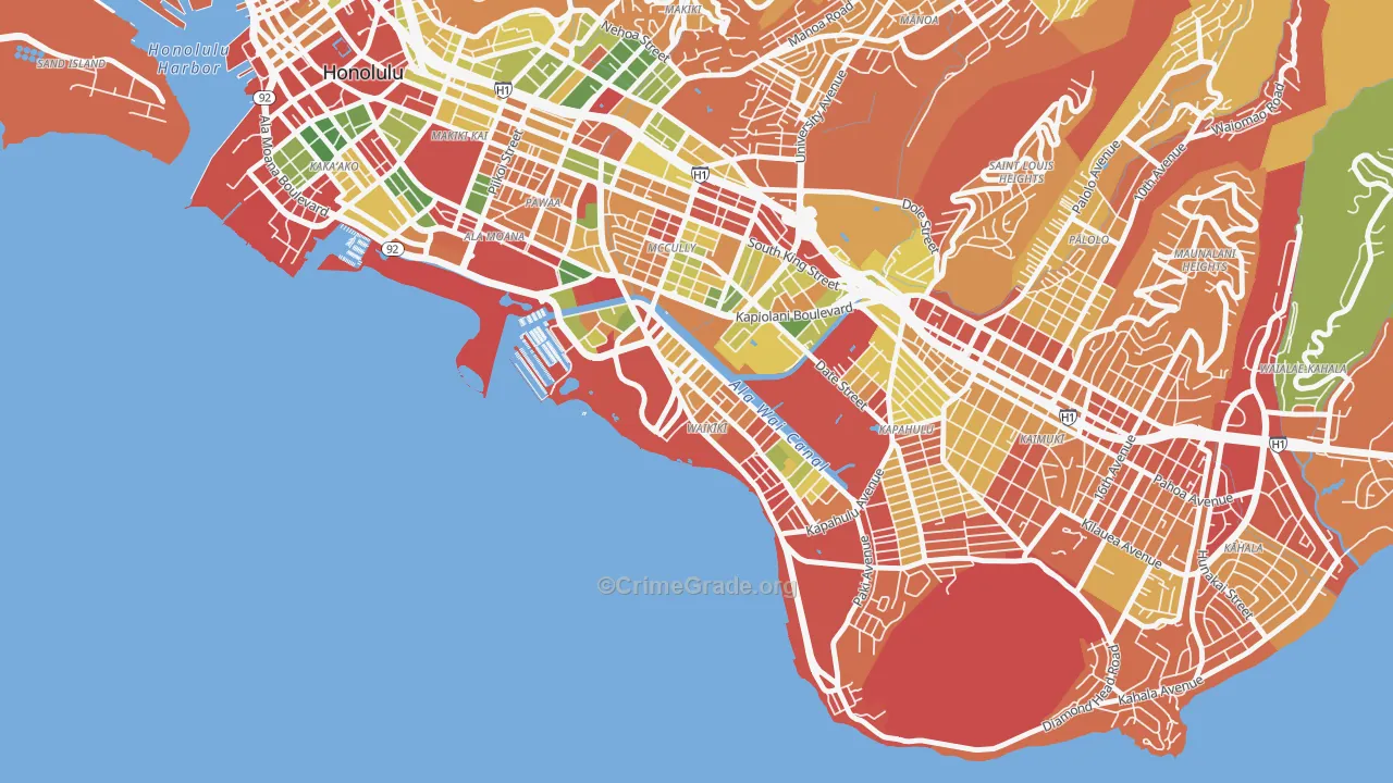 Waikiki, Honolulu, HI Map of Arson Rates