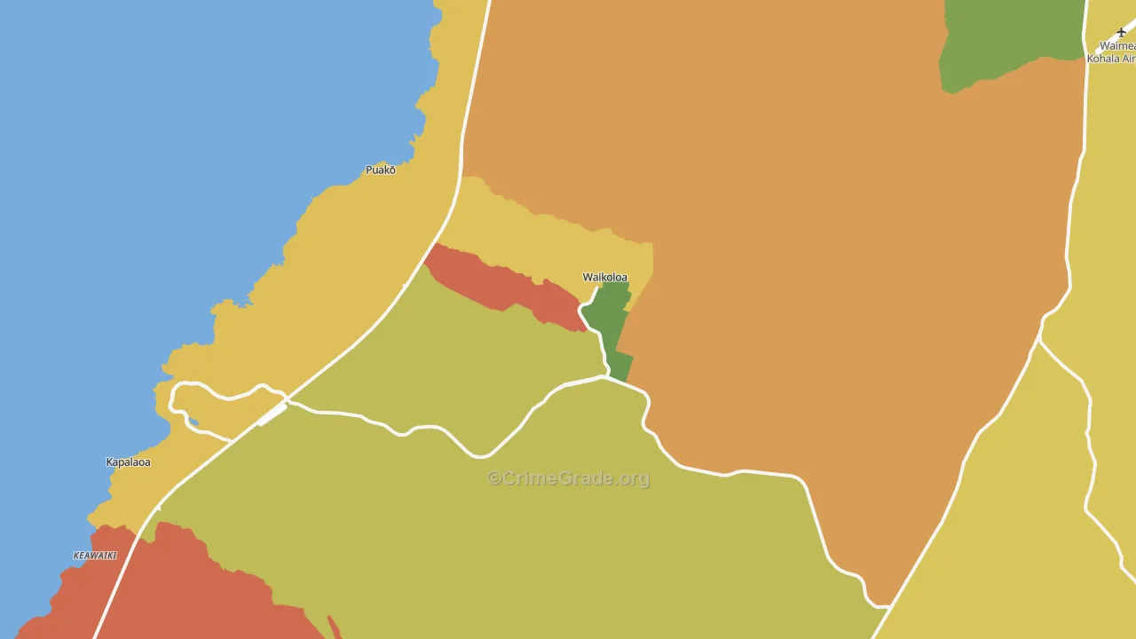 Waikoloa, HI Map of Arson Rates
