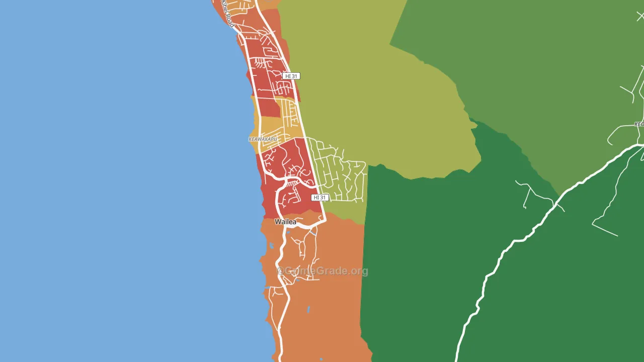 Wailea, Kihei, HI Map of Arson Rates