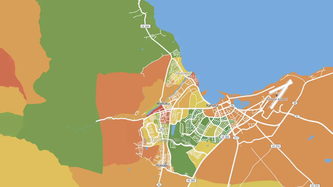 Wailuku, HI Map of Arson Rates