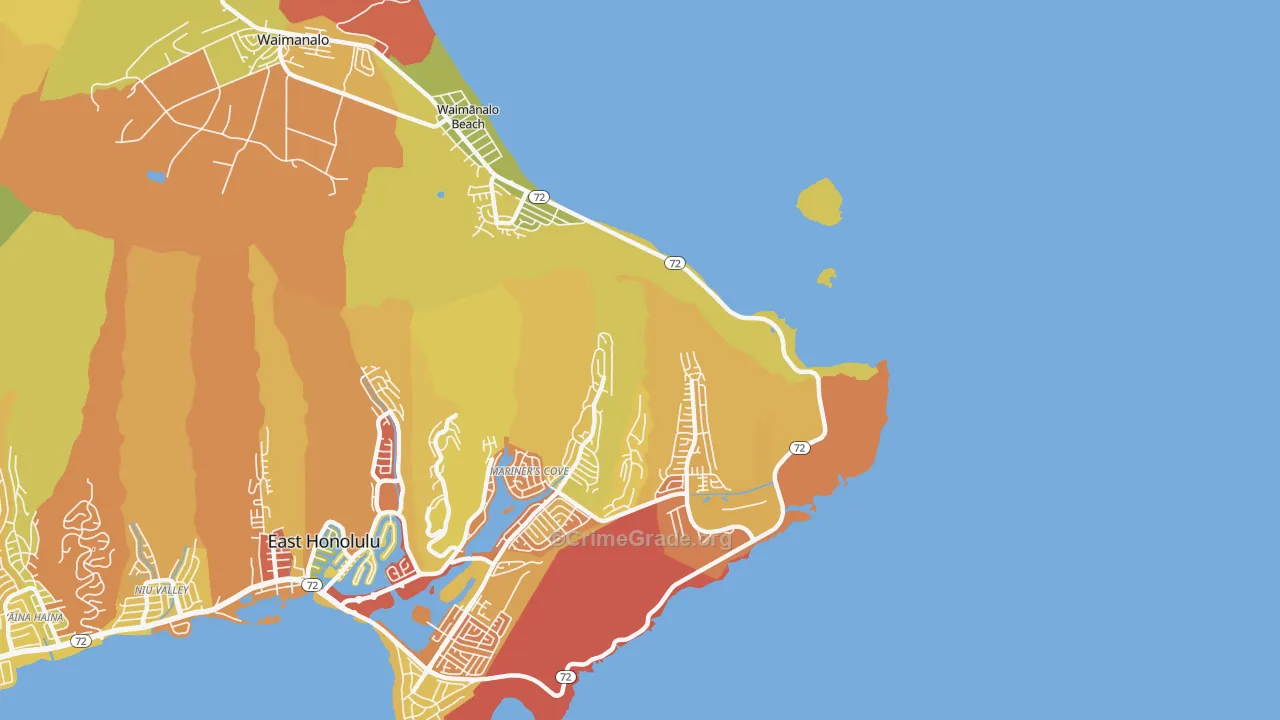 Waimanalo Beach, HI Map of Arson Rates