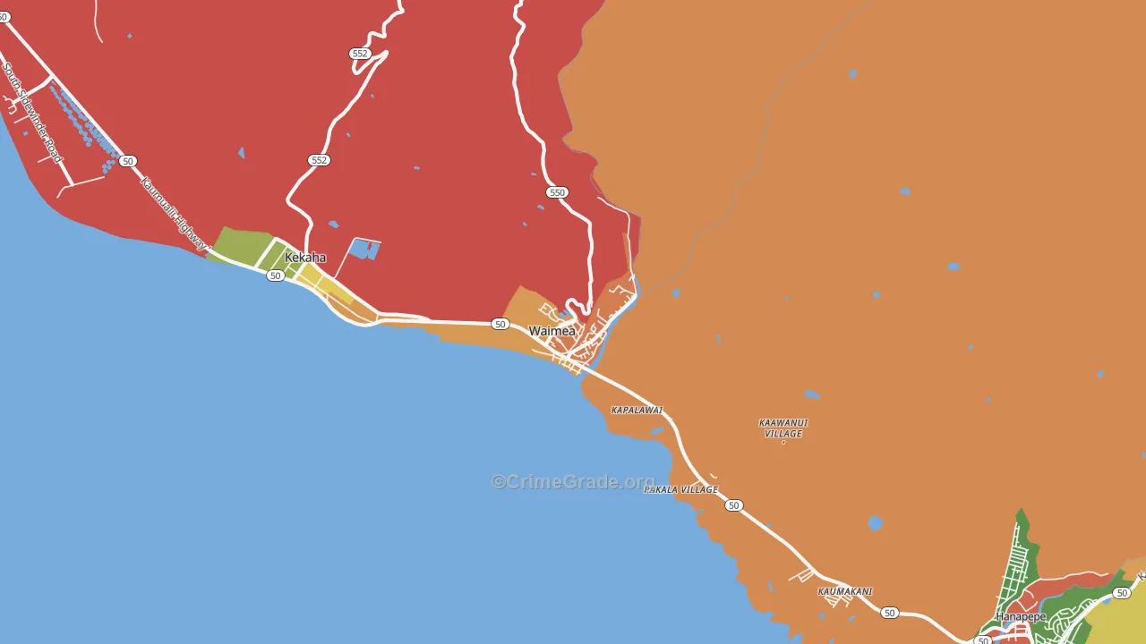 Waimea Kauai, HI Map of Arson Rates