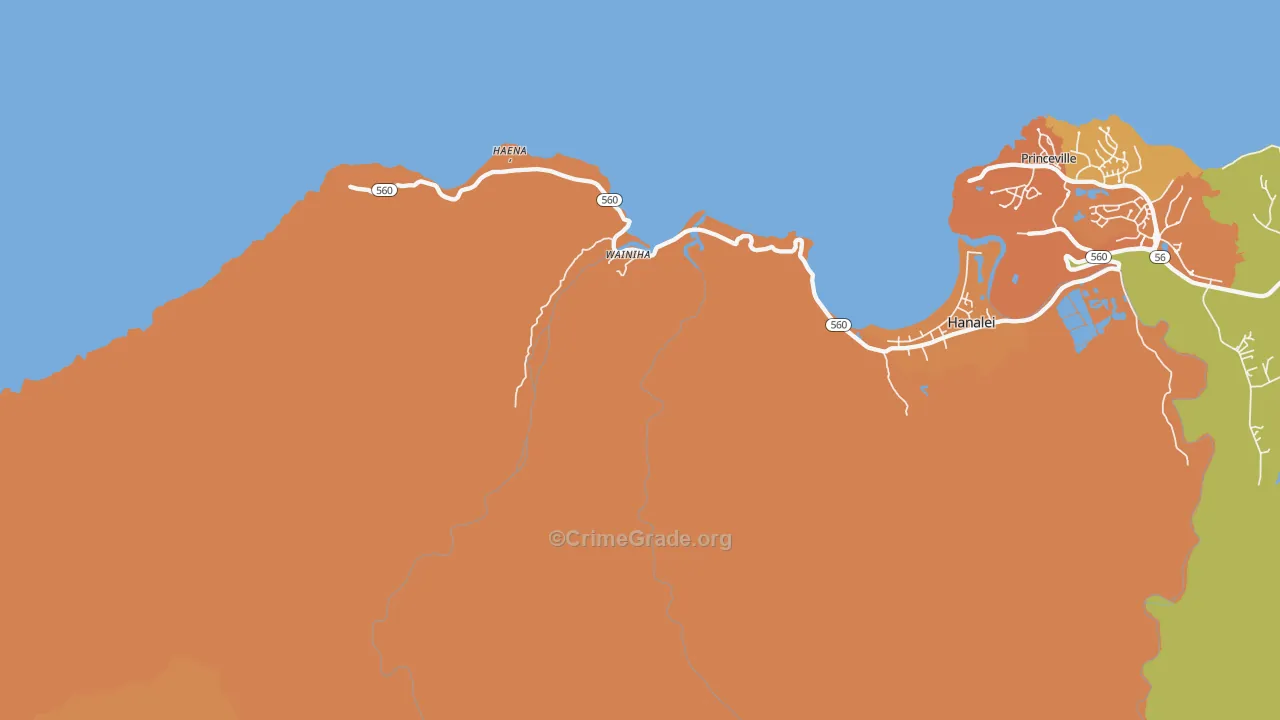 Wainiha, HI Map of Arson Rates
