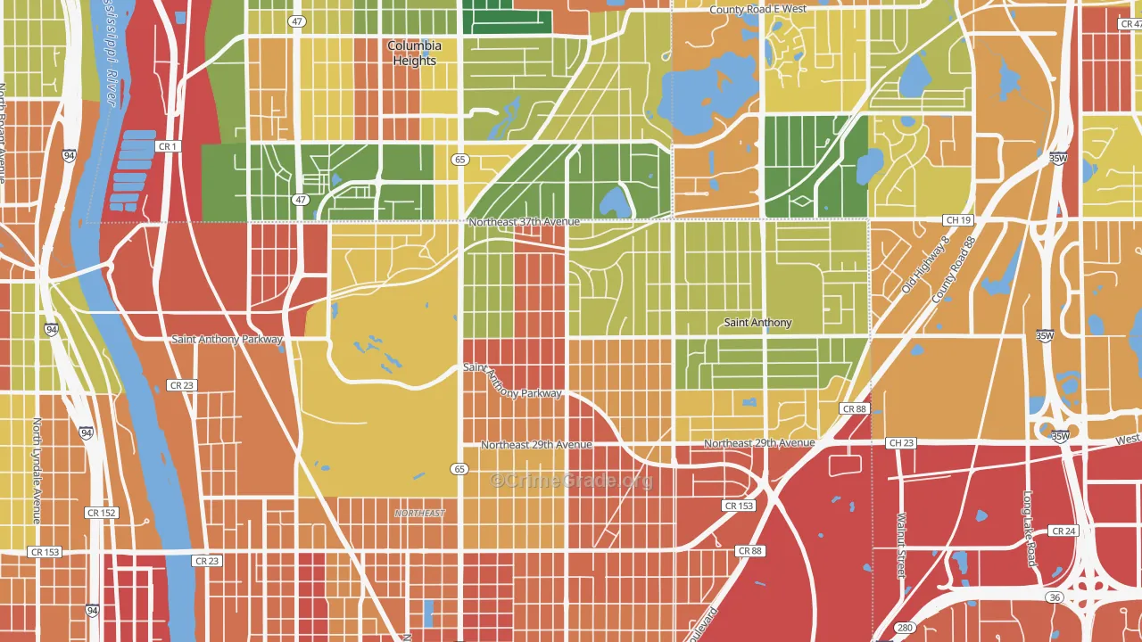 Waite Park, Minneapolis, MN Map of Arson Rates