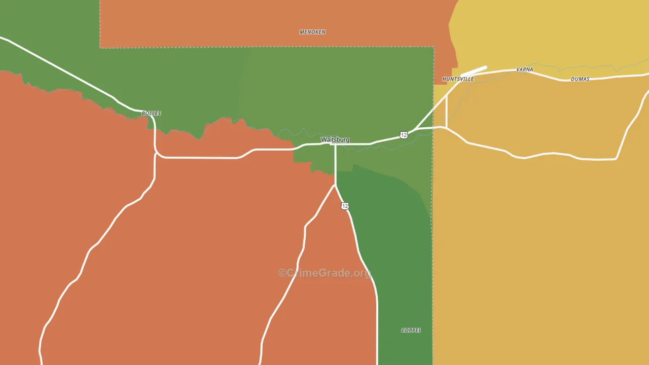 Waitsburg, WA Map of Arson Rates