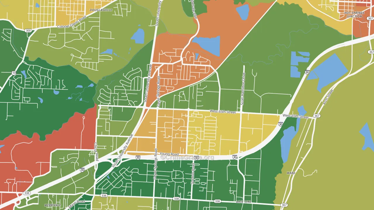 Wakefield, Little Rock, AR Map of Arson Rates