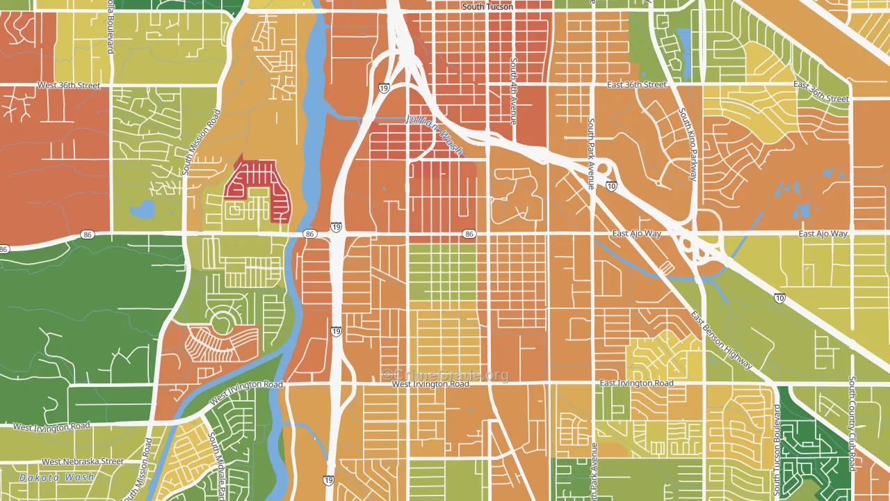 Wakefield, Tucson, AZ Map of Arson Rates