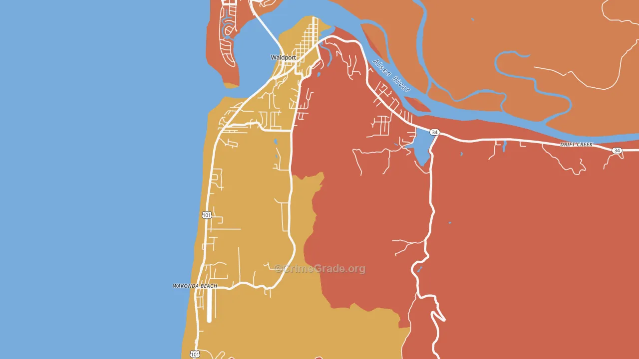 Wakonda Beach, OR Map of Arson Rates