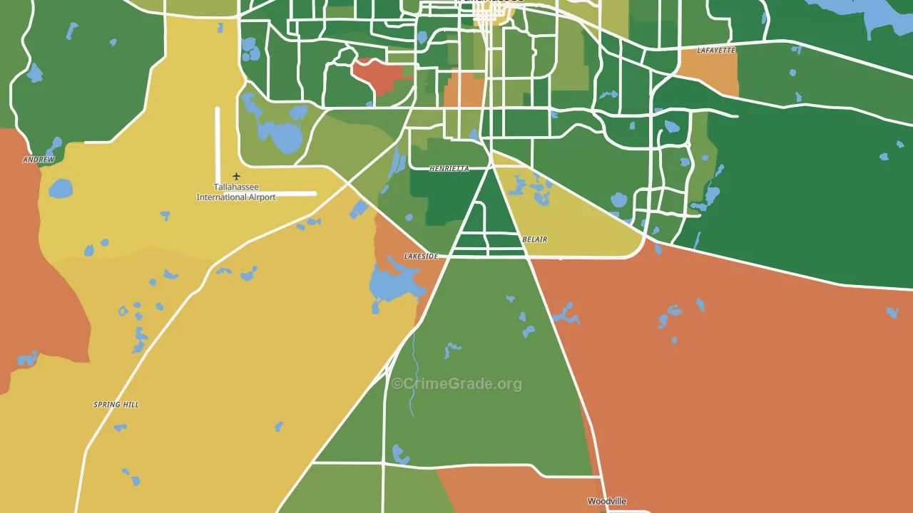 Wakulla Springs, FL Map of Arson Rates