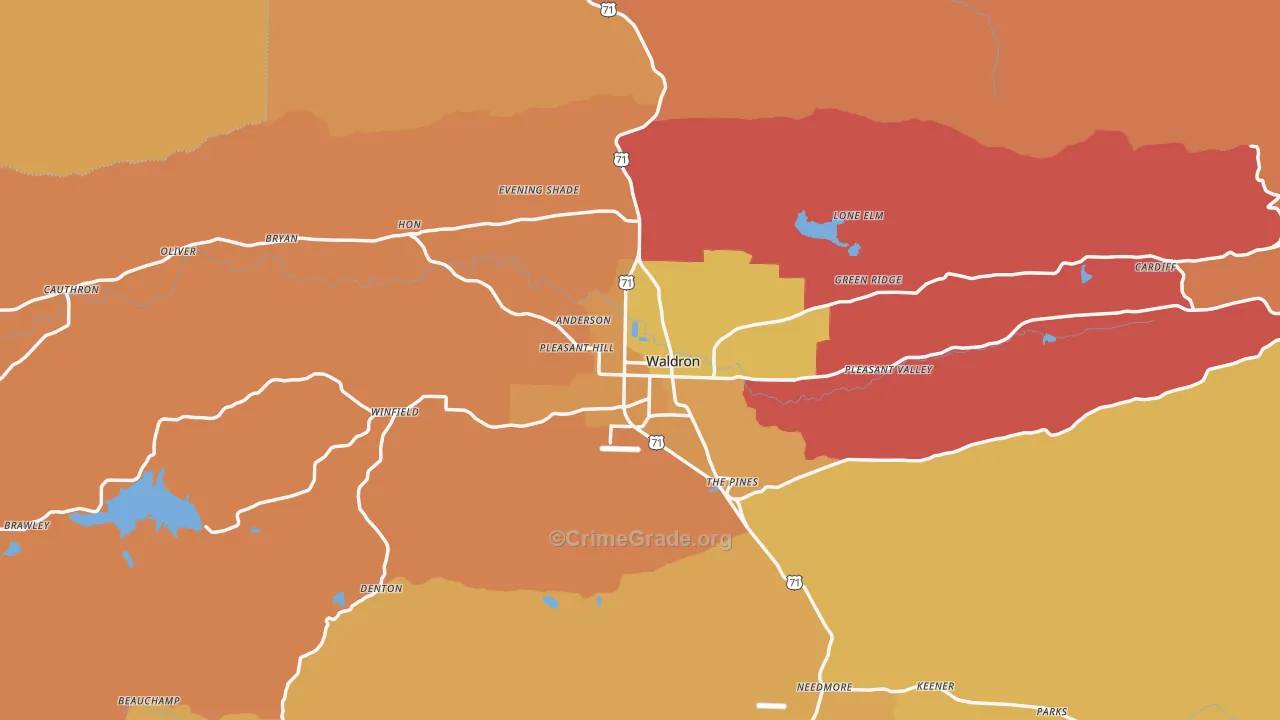 Waldron, AR Map of Arson Rates