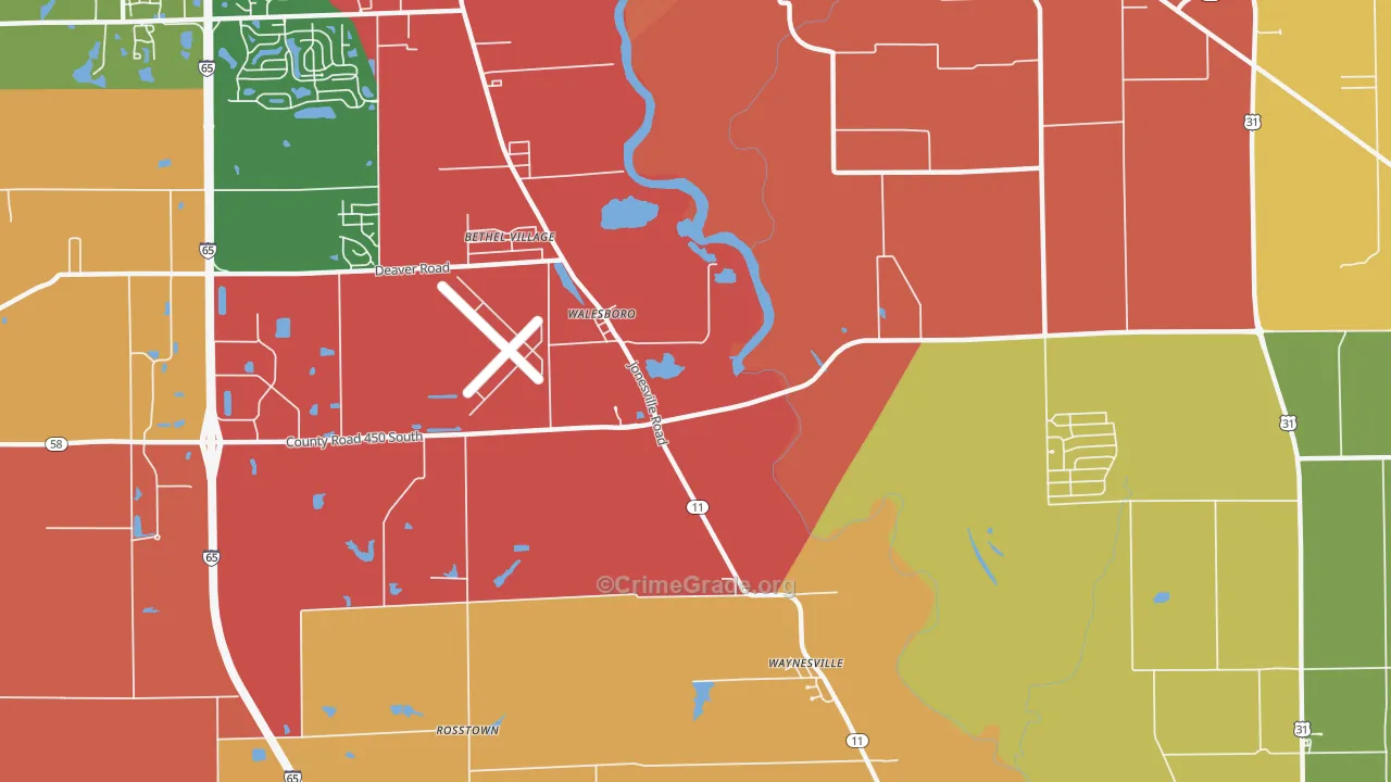 Walesboro, IN Map of Arson Rates