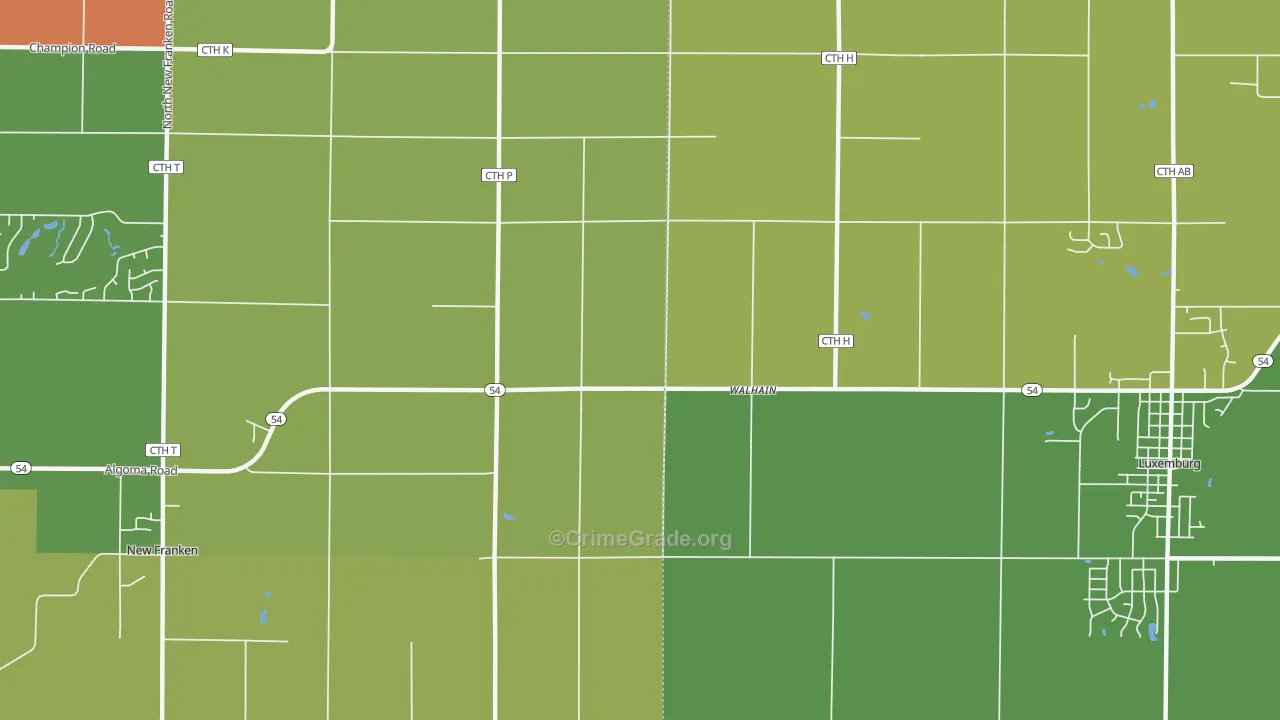 Walhain, WI Map of Arson Rates