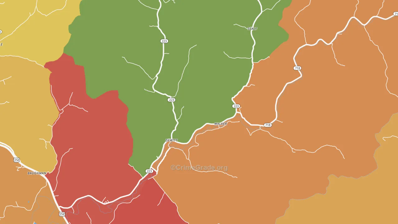 Walker, KY Map of Arson Rates