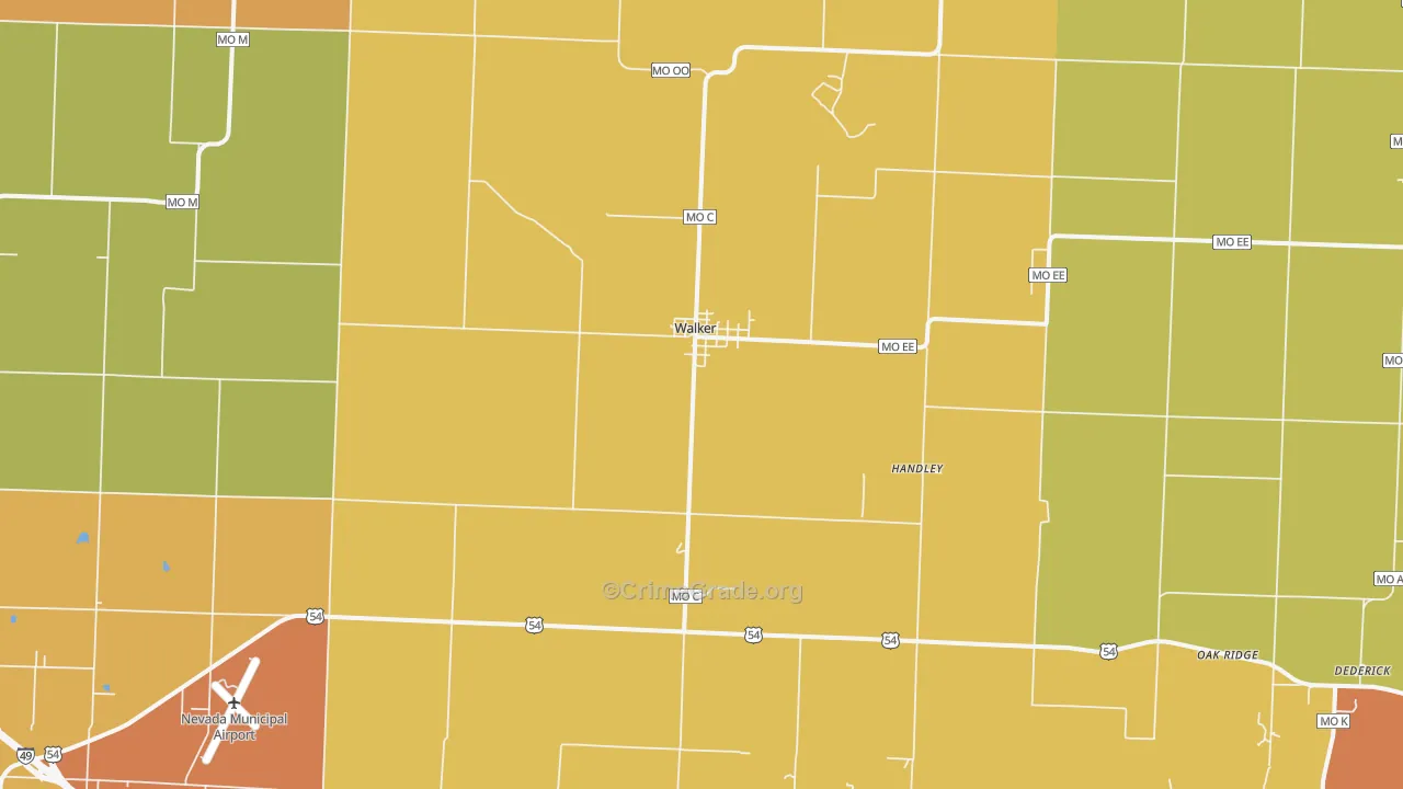 Walker, MO Map of Arson Rates