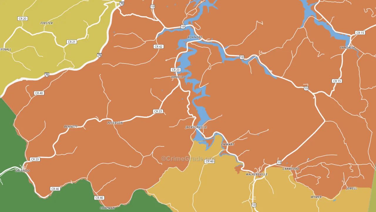 Walkersville, WV Map of Arson Rates