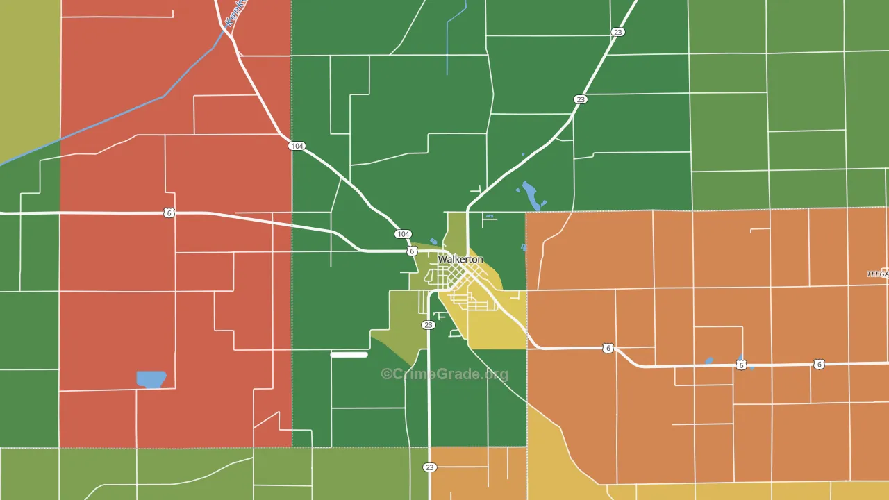 Walkerton, IN Map of Arson Rates