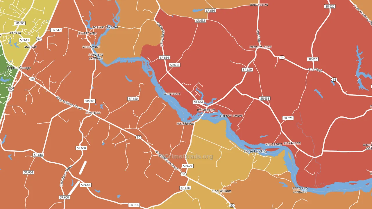 Walkerton, VA Map of Arson Rates
