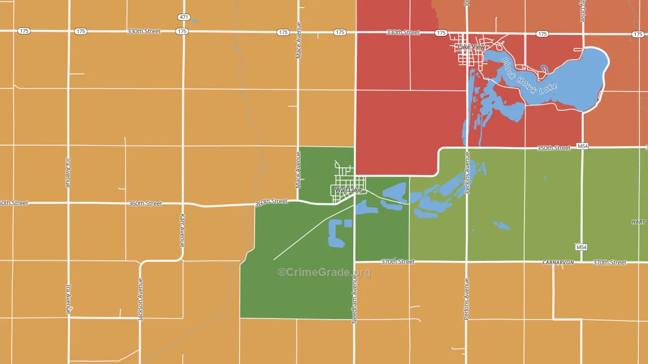 Wall Lake, IA Map of Arson Rates