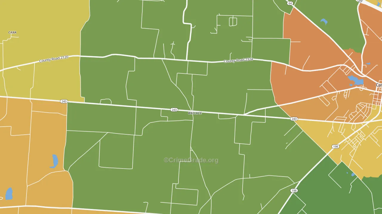 Wallace, TX Map of Arson Rates