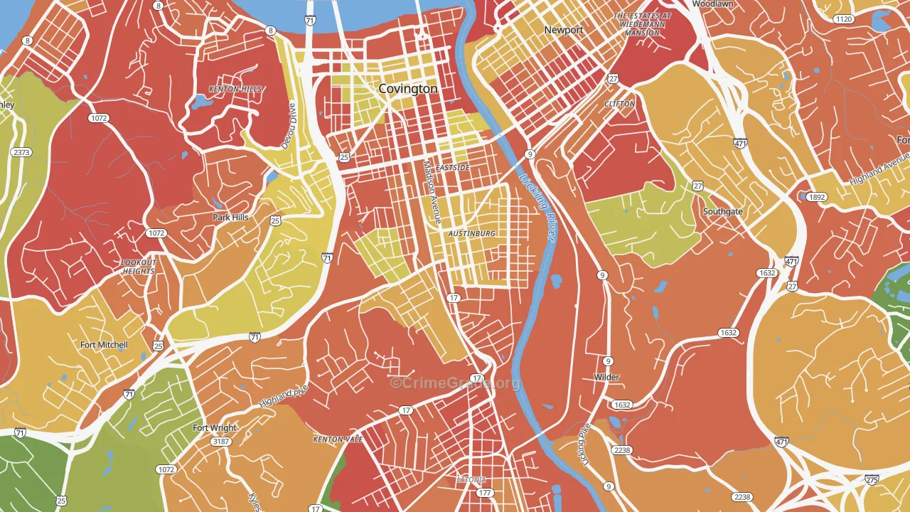 Wallace Woods, Covington, KY Map of Arson Rates