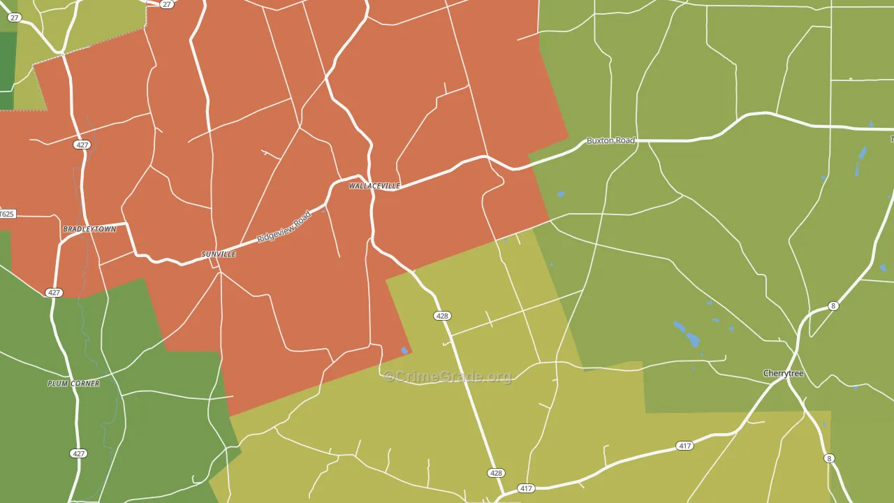 Wallaceville, PA Map of Arson Rates