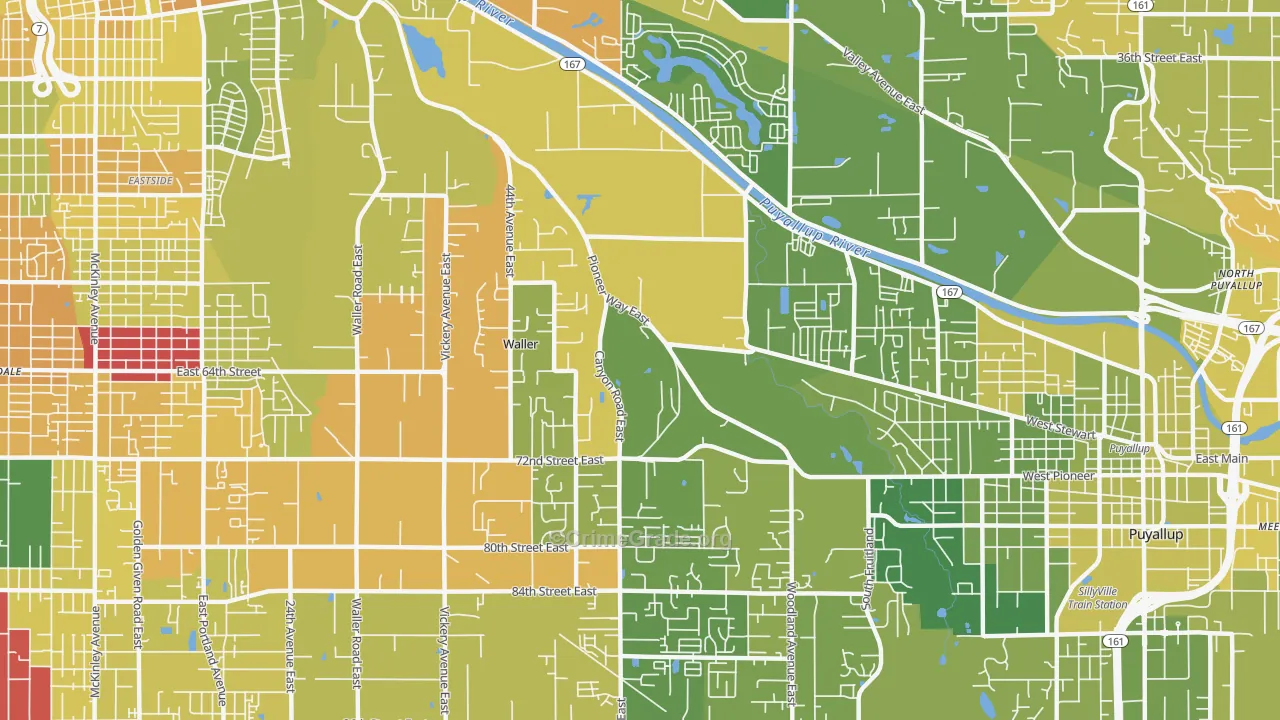 Waller, Tacoma, WA Map of Arson Rates