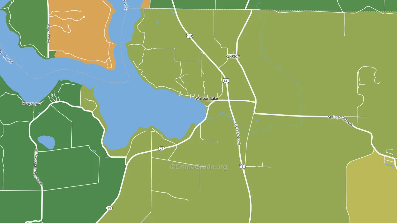 Walloon Lake, MI Map of Arson Rates