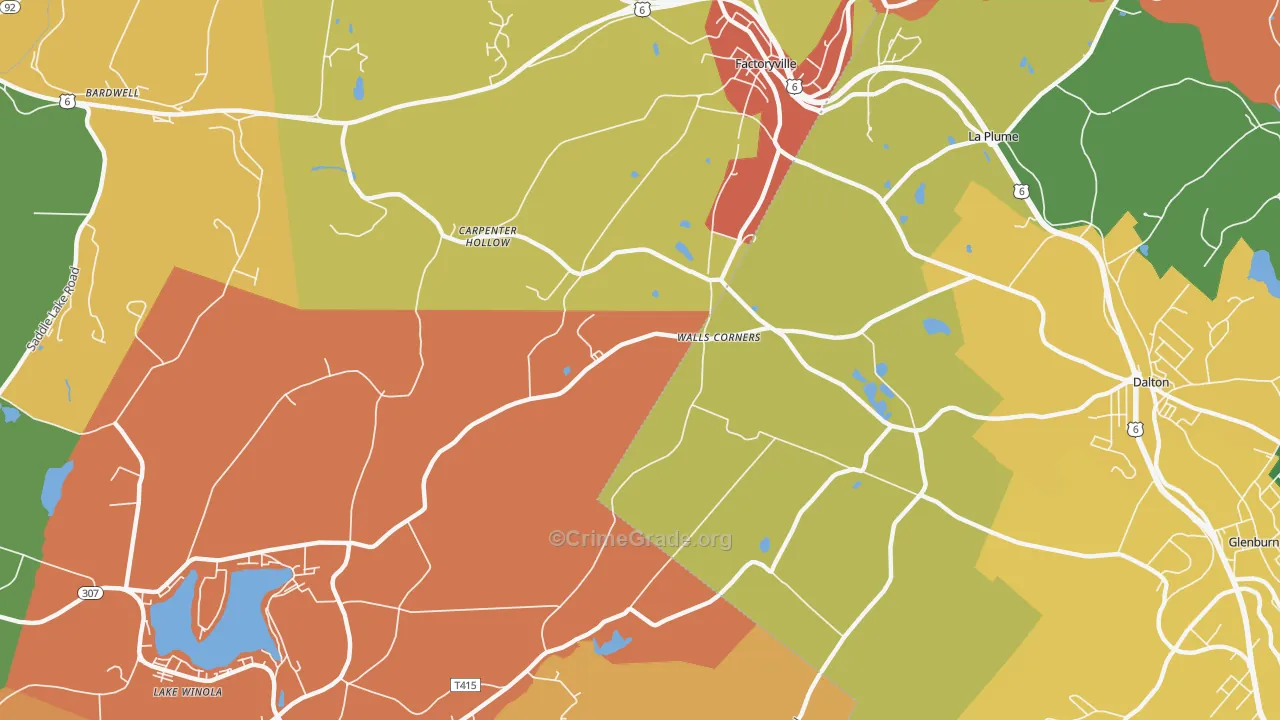 Walls Corners, PA Map of Arson Rates