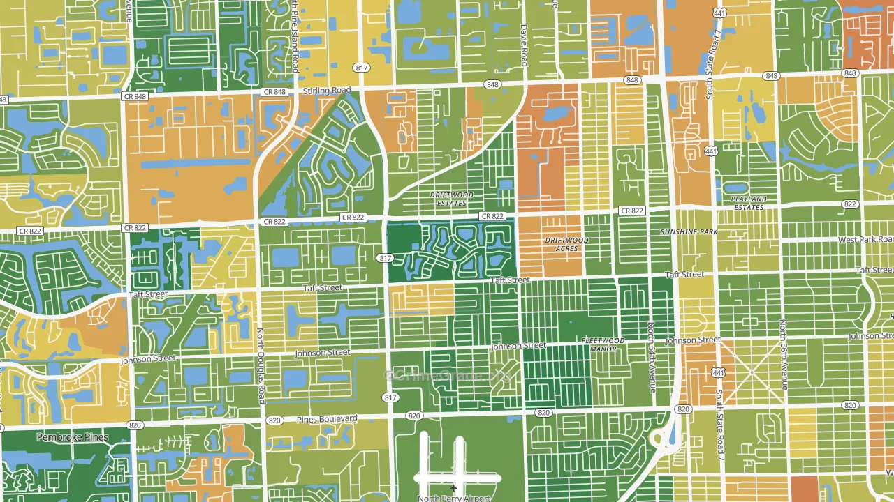 Walnut Creek, Pembroke Pines, FL Map of Arson Rates