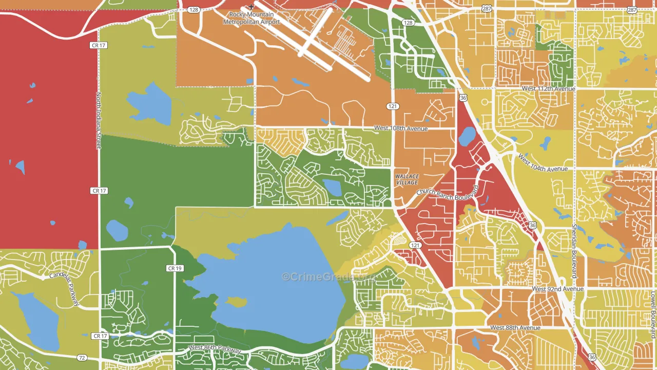 Walnut Grove, Broomfield, CO Map of Arson Rates