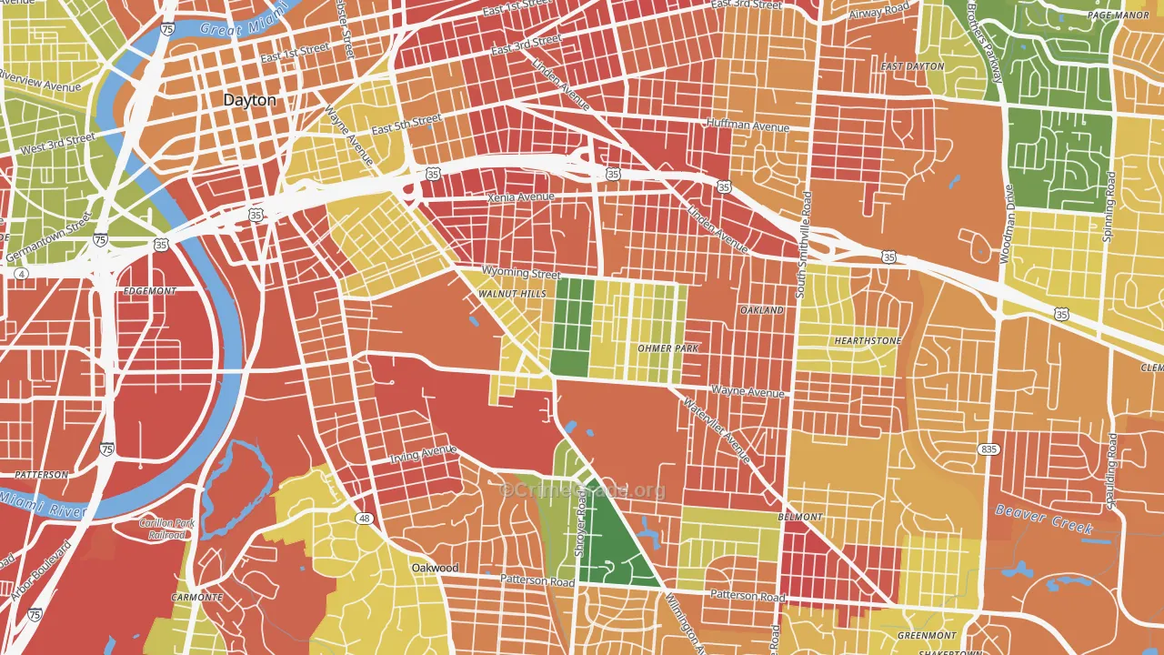 Walnut Hills-Dayton, Dayton, OH Map of Arson Rates