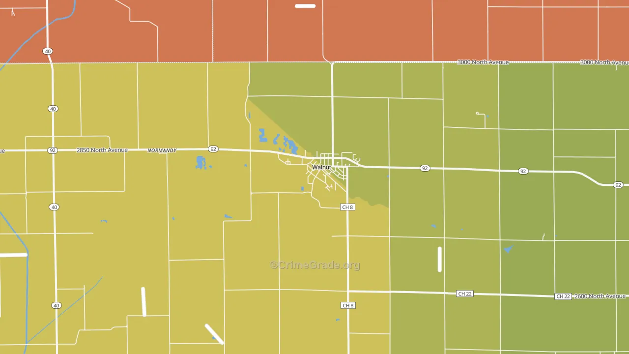 Walnut, IL Map of Arson Rates