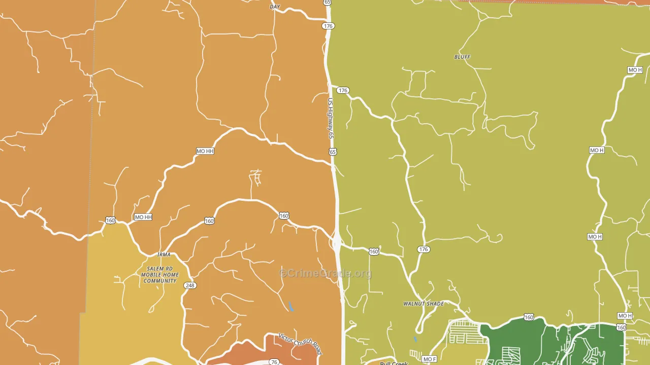 Walnut Shade, MO Map of Arson Rates