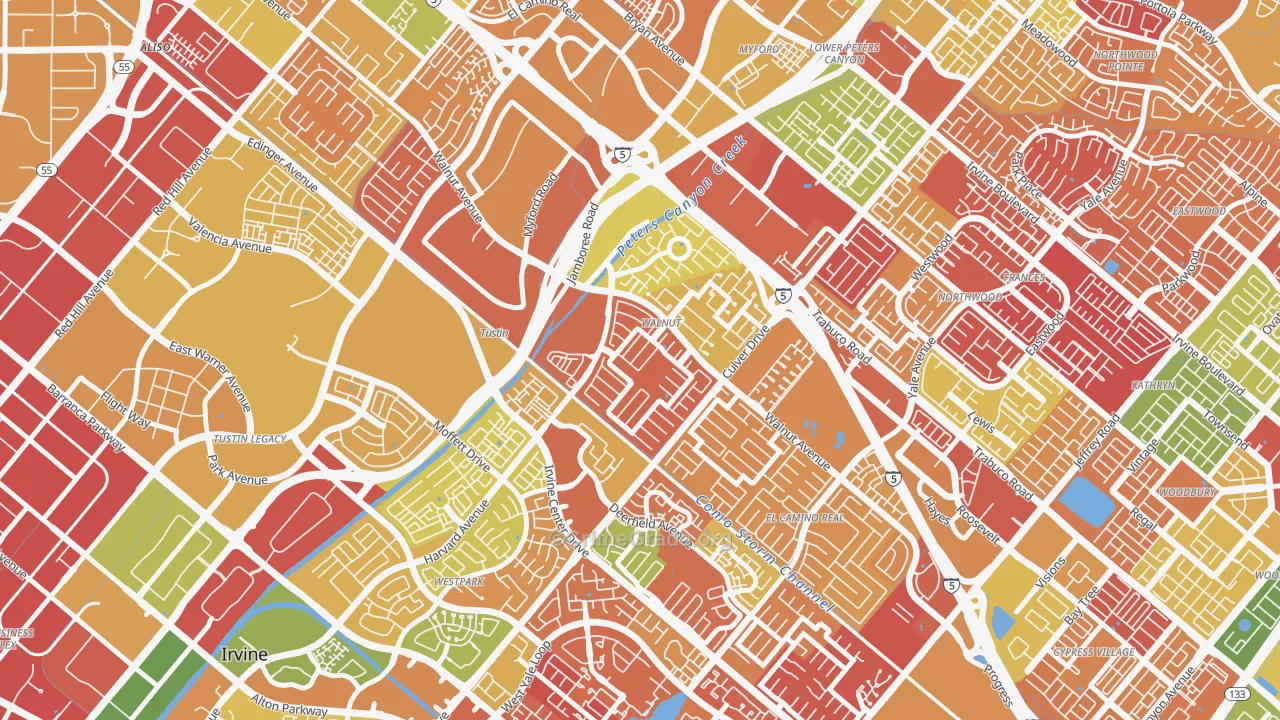 Walnut Village, Irvine, CA Map of Arson Rates