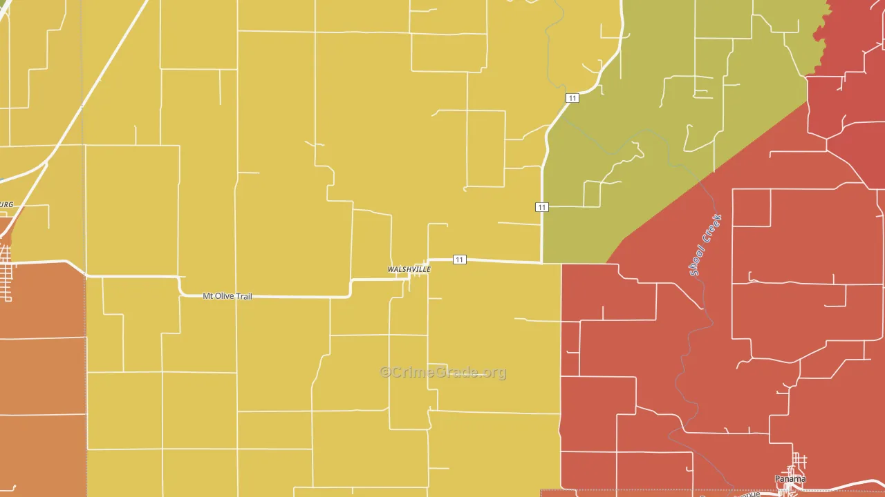 Walshville, IL Map of Arson Rates