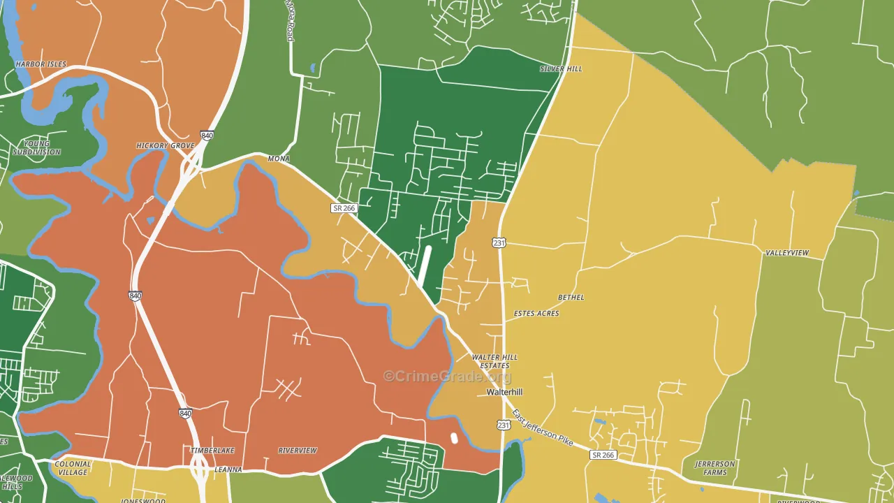 Walterhill, TN Map of Arson Rates
