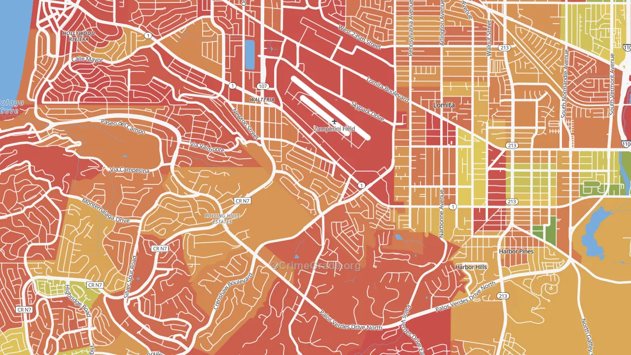 Walteria, Torrance, CA Map of Arson Rates