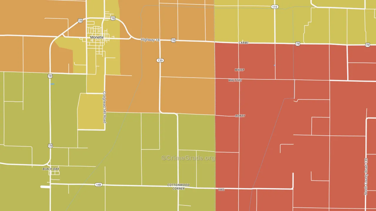 Walters, AR Map of Arson Rates