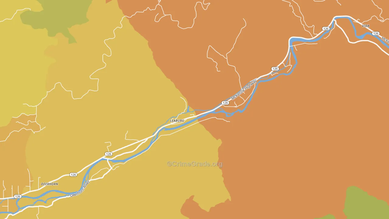 Walterville, OR Map of Arson Rates
