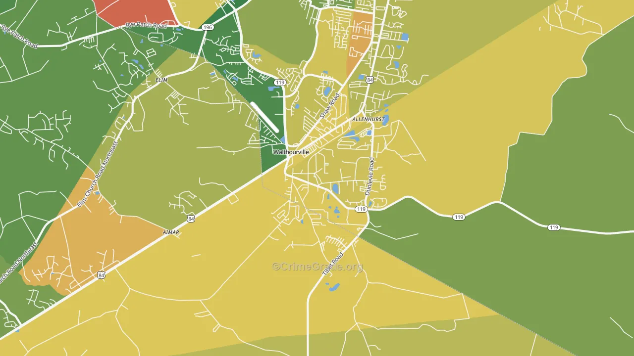 Walthourville, GA Map of Arson Rates