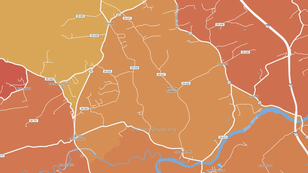 Walton Furnace, VA Map of Arson Rates