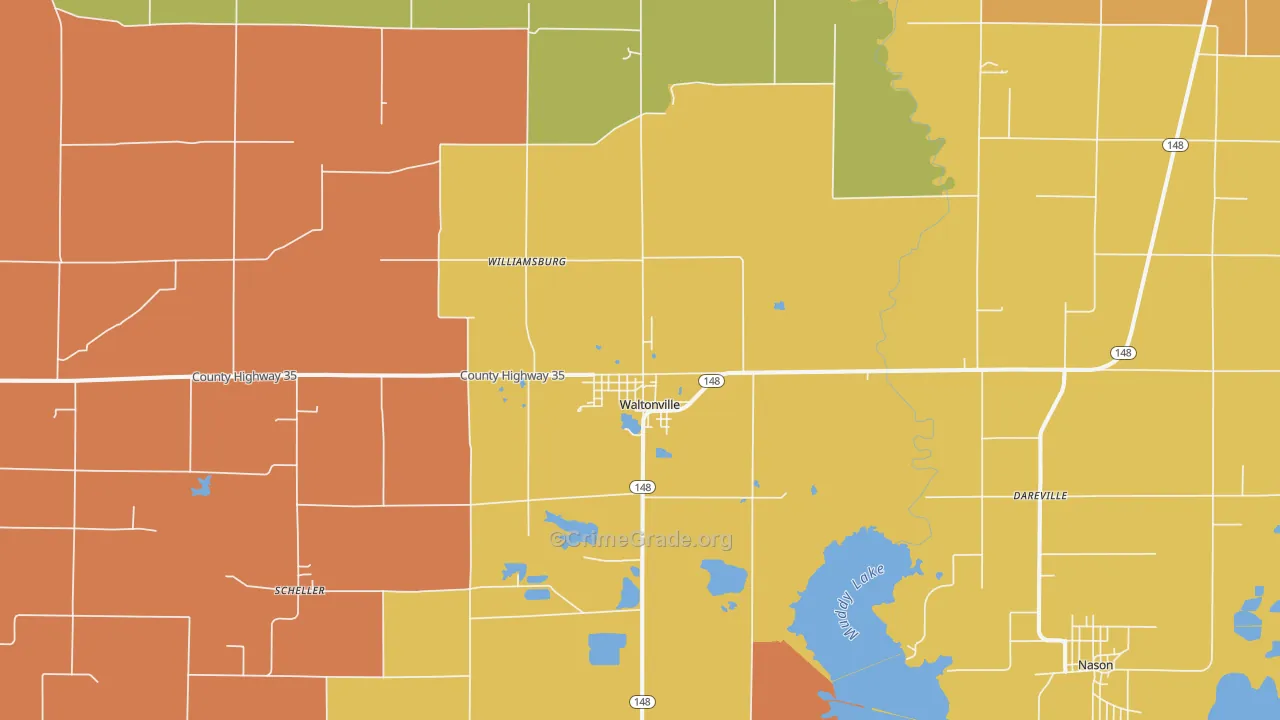 Waltonville, IL Map of Arson Rates