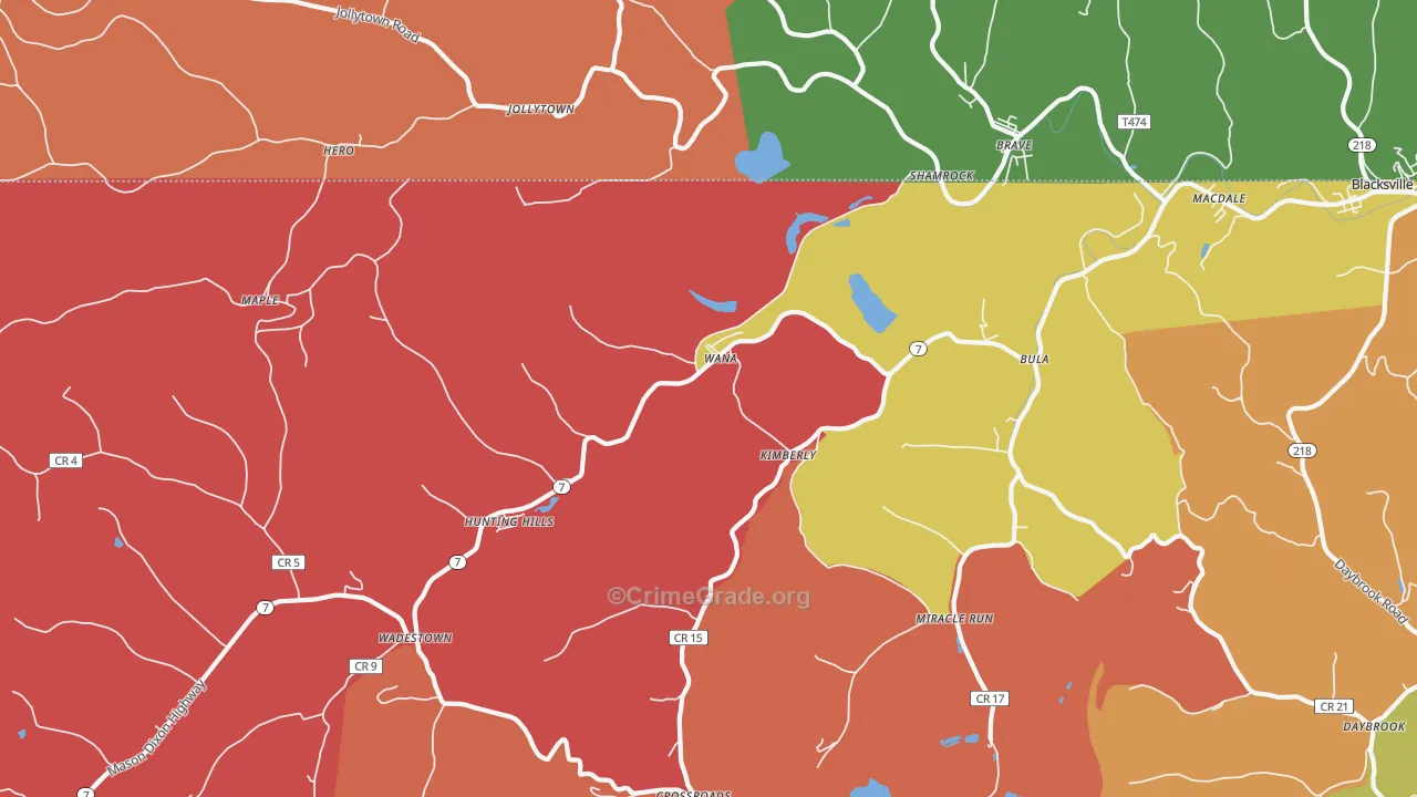 Wana, WV Map of Arson Rates