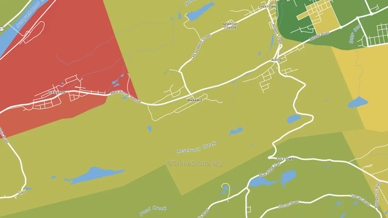 Wanamie, PA Map of Arson Rates