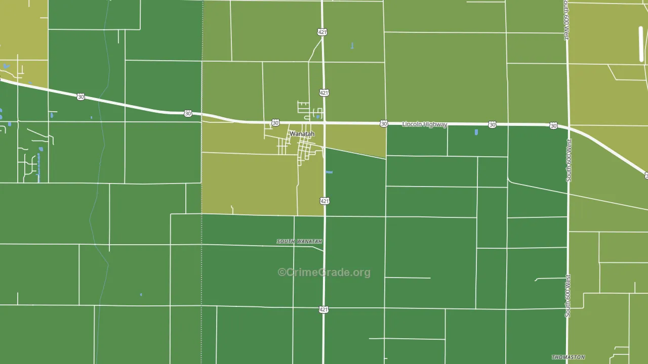 Wanatah, IN Map of Arson Rates