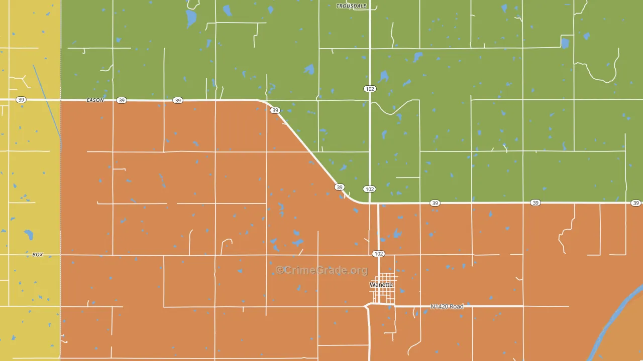 Wanette, OK Map of Arson Rates