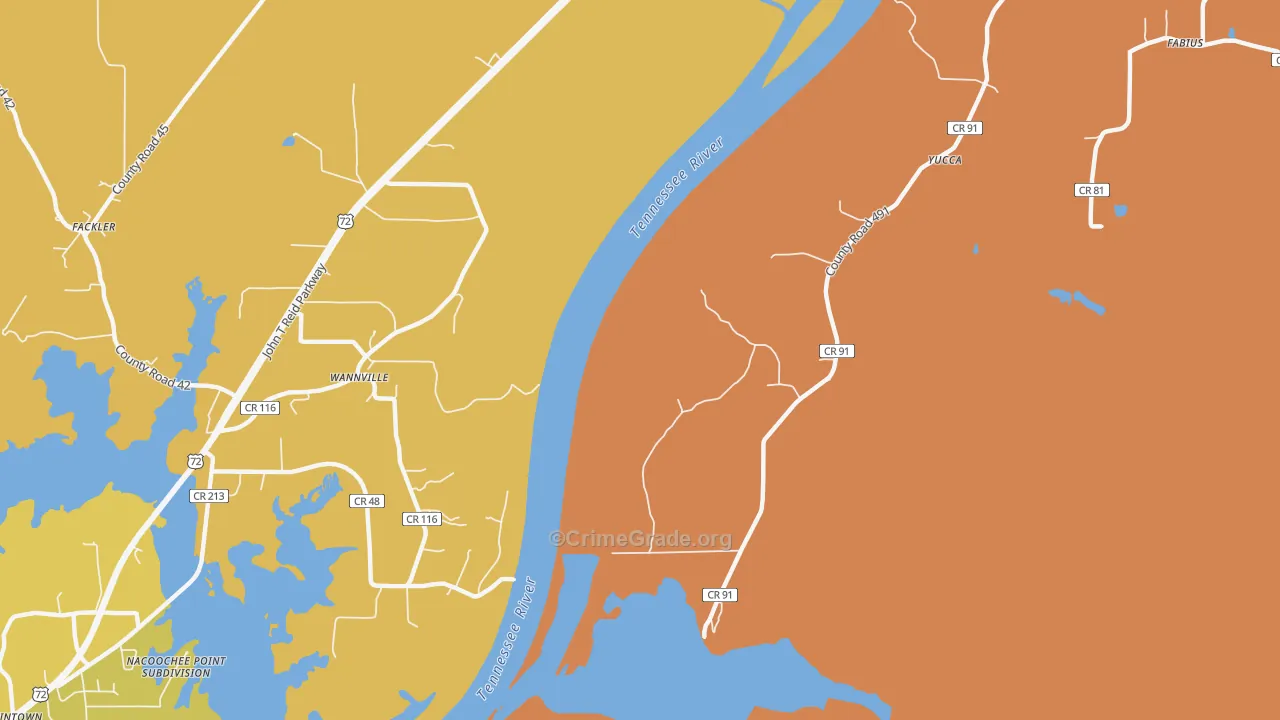 Wannville, AL Map of Arson Rates