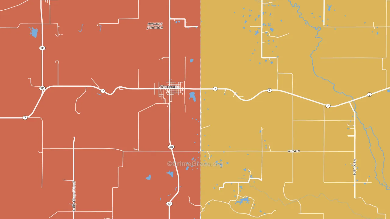 Wapanucka, OK Map of Arson Rates